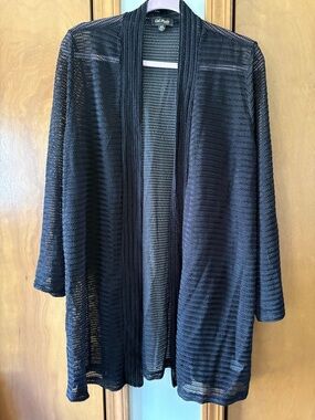 Open-Front Black Lightweight Knit Cardigan